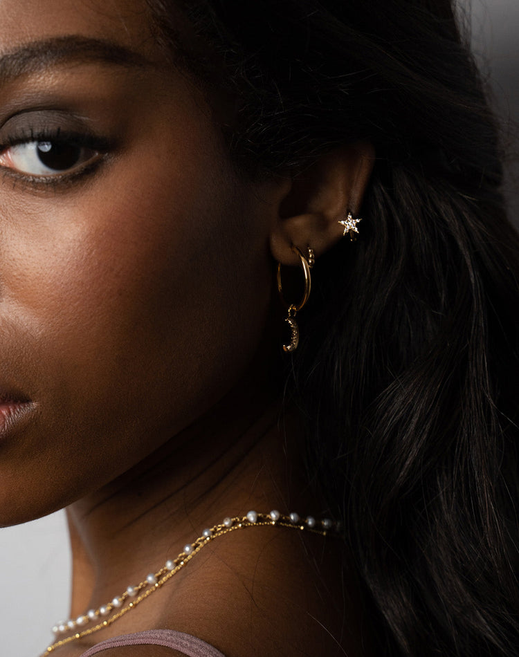 Celeste Diamond Gold Huggie Earring